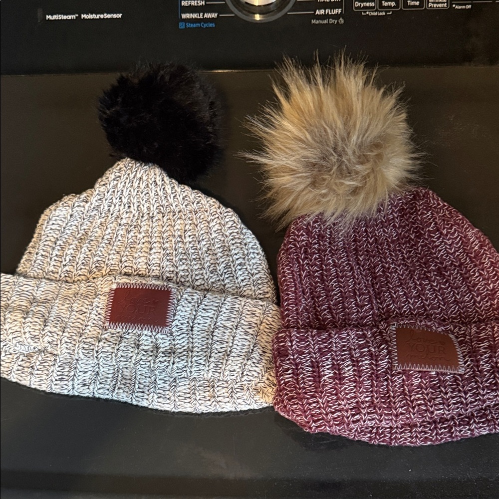 Cozy Knit Love Your Melon Pom-Pom Beanies